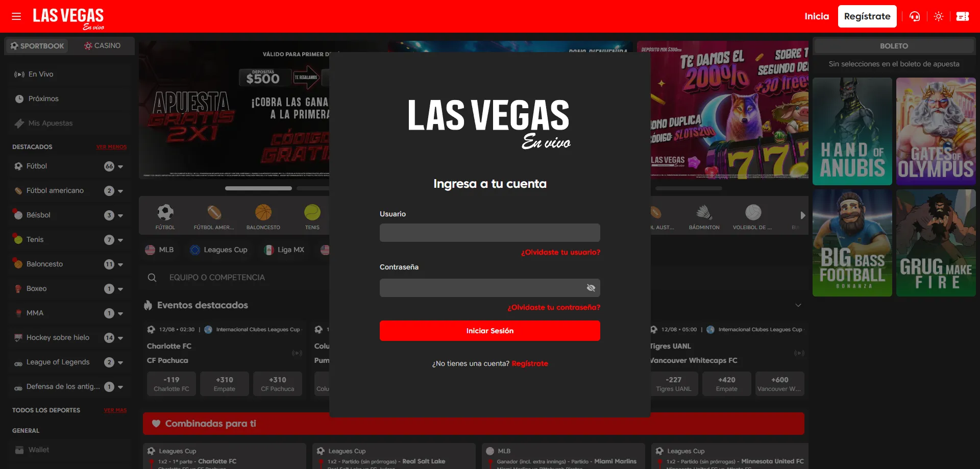 Pasos para registrarse e iniciar sesión en Las Vegas en Vivo